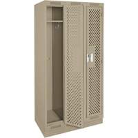 Clean Line Lockers, Bank of 3, 36" x 12" x 76", Steel, Beige, Rivet (Assembled), Perforated Pathway Supply LP