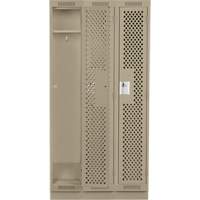 Clean Line Lockers, Bank of 3, 36" x 12" x 76", Steel, Beige, Rivet (Assembled), Perforated Pathway Supply LP