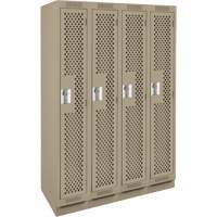 Clean Line Lockers, Bank of 4, 48" x 12" x 76", Steel, Beige, Rivet (Assembled), Perforated Pathway Supply LP