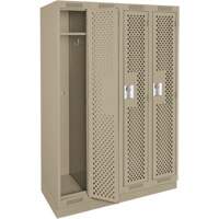 Clean Line Lockers, Bank of 4, 48" x 12" x 76", Steel, Beige, Rivet (Assembled), Perforated Pathway Supply LP
