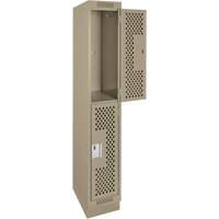 Clean Line Lockers, 2 -tier, 12" x 12" x 76", Steel, Beige, Rivet (Assembled), Perforated Pathway Supply LP