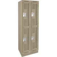 Casiers Clean Line, 2 niveaux, Bloc de 2, 24" x 12" x 76", Acier, Beige, Rivet (assembl&eacute;), Perfor&eacute; Pathway Supply LP