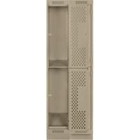 Casiers Clean Line, 2 niveaux, Bloc de 2, 24" x 12" x 76", Acier, Beige, Rivet (assembl&eacute;), Perfor&eacute; Pathway Supply LP
