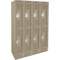 Casiers Clean Line, 2 niveaux, Bloc de 4, 48" x 12" x 76", Acier, Beige, Rivet (assembl&eacute;), Perfor&eacute; Pathway Supply LP