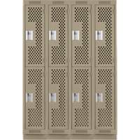Casiers Clean Line, 2 niveaux, Bloc de 4, 48" x 12" x 76", Acier, Beige, Rivet (assembl&eacute;), Perfor&eacute; Pathway Supply LP