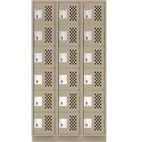 Assembled Lockerettes Clean Line Perforated Economy Lockers, 6 -tier, Bank of 3, 18" x 72" x 12", Steel Pathway Supply LP