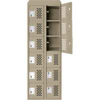 Assembled Lockerettes Clean Line Perforated Economy Lockers, 6 -tier, Bank of 2, 18" x 72" x 12", Steel Pathway Supply LP