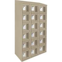 Assembled Lockerettes Clean Line Perforated Economy Lockers, 6 -tier, Bank of 3, 18" x 72" x 12", Steel Pathway Supply LP