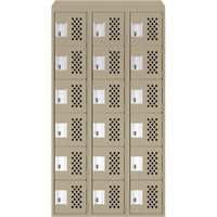 Assembled Lockerettes Clean Line Perforated Economy Lockers, 6 -tier, Bank of 3, 18" x 72" x 12", Steel Pathway Supply LP