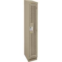 Clean Line Lockers, 12" x 15" x 82", Steel, Beige, Rivet (Assembled), Perforated Pathway Supply LP