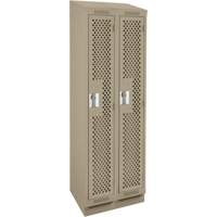 Clean Line Lockers, Bank of 2, 24" x 15" x 82", Steel, Beige, Rivet (Assembled), Perforated Pathway Supply LP