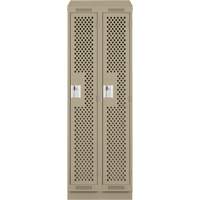 Clean Line Lockers, Bank of 2, 24" x 15" x 82", Steel, Beige, Rivet (Assembled), Perforated Pathway Supply LP