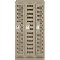 Clean Line Lockers, Bank of 3, 36" x 15" x 82", Steel, Beige, Rivet (Assembled), Perforated Pathway Supply LP
