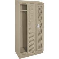 Clean Line Lockers, Bank of 3, 36" x 15" x 82", Steel, Beige, Rivet (Assembled), Perforated Pathway Supply LP