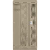 Clean Line Lockers, Bank of 3, 36" x 15" x 82", Steel, Beige, Rivet (Assembled), Perforated Pathway Supply LP