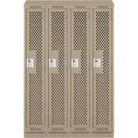 Clean Line Lockers, Bank of 4, 48" x 15" x 82", Steel, Beige, Rivet (Assembled), Perforated Pathway Supply LP