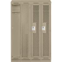 Clean Line Lockers, Bank of 4, 48" x 15" x 82", Steel, Beige, Rivet (Assembled), Perforated Pathway Supply LP