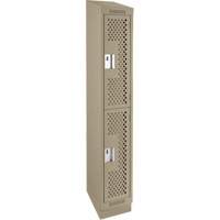 Casiers Clean Line, 2 niveaux, 12" x 12" x 82", Acier, Beige, Rivet (assembl&eacute;), Perfor&eacute; Pathway Supply LP
