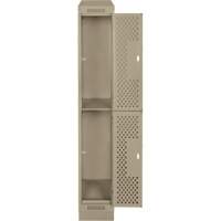 Casiers Clean Line, 2 niveaux, 12" x 12" x 82", Acier, Beige, Rivet (assembl&eacute;), Perfor&eacute; Pathway Supply LP