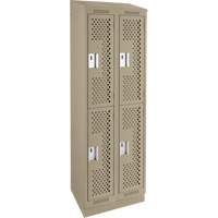 Clean Line Lockers, 2 -tier, Bank of 2, 24" x 12" x 82", Steel, Beige, Rivet (Assembled), Perforated Pathway Supply LP