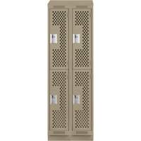Clean Line Lockers, 2 -tier, Bank of 2, 24" x 12" x 82", Steel, Beige, Rivet (Assembled), Perforated Pathway Supply LP
