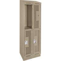 Clean Line Lockers, 2 -tier, Bank of 2, 24" x 12" x 82", Steel, Beige, Rivet (Assembled), Perforated Pathway Supply LP