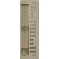 Clean Line Lockers, 2 -tier, Bank of 2, 24" x 12" x 82", Steel, Beige, Rivet (Assembled), Perforated Pathway Supply LP
