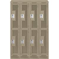 Casiers Clean Line, 2 niveaux, Bloc de 4, 48" x 12" x 82", Acier, Beige, Rivet (assembl&eacute;), Perfor&eacute; Pathway Supply LP