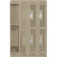 Casiers Clean Line, 2 niveaux, Bloc de 4, 48" x 12" x 82", Acier, Beige, Rivet (assembl&eacute;), Perfor&eacute; Pathway Supply LP