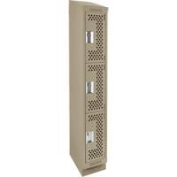Clean Line Lockers, 3 -tier, 12" x 18" x 82", Steel, Beige, Rivet (Assembled), Perforated Pathway Supply LP