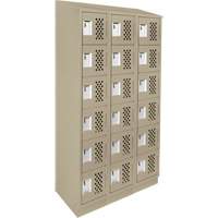 Assembled Lockerettes Clean Line Perforated Economy Lockers, 6 -tier, Bank of 3, 18" x 72" x 12", Steel Pathway Supply LP