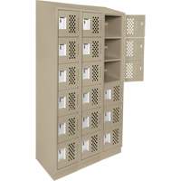 Assembled Lockerettes Clean Line Perforated Economy Lockers, 6 -tier, Bank of 3, 18" x 72" x 12", Steel Pathway Supply LP