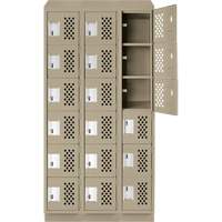 Assembled Lockerettes Clean Line Perforated Economy Lockers, 6 -tier, Bank of 3, 18" x 72" x 12", Steel Pathway Supply LP