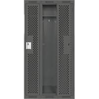 Clean Line Lockers, Bank of 3, 36" x 12" x 72", Steel, Charcoal, Rivet (Assembled), Perforated Pathway Supply LP