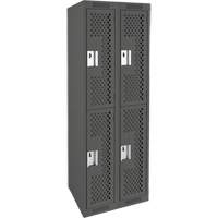 Clean Line Lockers, 2 -tier, Bank of 2, 24" x 15" x 72", Steel, Charcoal, Rivet (Assembled), Perforated Pathway Supply LP