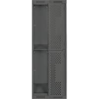Clean Line Lockers, 2 -tier, Bank of 2, 24" x 15" x 72", Steel, Charcoal, Rivet (Assembled), Perforated Pathway Supply LP