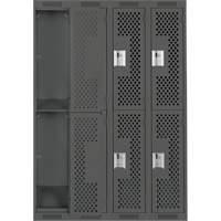 Clean Line Lockers, 2 -tier, Bank of 4, 48" x 15" x 72", Steel, Charcoal, Rivet (Assembled), Perforated Pathway Supply LP