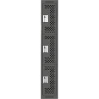 Clean Line Lockers, 3 -tier, 12" x 12" x 72", Steel, Charcoal, Rivet (Assembled), Perforated Pathway Supply LP