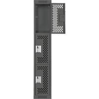 Clean Line Lockers, 3 -tier, 12" x 12" x 72", Steel, Charcoal, Rivet (Assembled), Perforated Pathway Supply LP