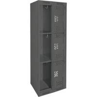 Clean Line Lockers, 3 -tier, Bank of 2, 24" x 12" x 72", Steel, Charcoal, Rivet (Assembled), Perforated Pathway Supply LP