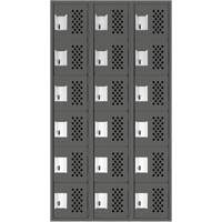 Clean-Line Perforated Lockerette, 6 -tier, Bank of 3, 12" x 72" x 12", Steel Pathway Supply LP