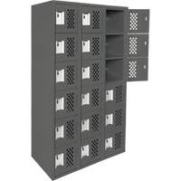 Clean-Line Perforated Lockerette, 6 -tier, Bank of 3, 12" x 72" x 12", Steel Pathway Supply LP