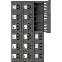 Clean-Line Perforated Lockerette, 6 -tier, Bank of 3, 12" x 72" x 12", Steel Pathway Supply LP