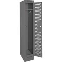 Clean Line Lockers, 12" x 12" x 76", Steel, Charcoal, Rivet (Assembled), Perforated Pathway Supply LP