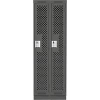Clean Line Lockers, Bank of 2, 24" x 12" x 76", Steel, Charcoal, Rivet (Assembled), Perforated Pathway Supply LP