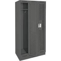 Clean Line Lockers, Bank of 3, 36" x 12" x 76", Steel, Charcoal, Rivet (Assembled), Perforated Pathway Supply LP