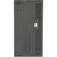 Clean Line Lockers, Bank of 3, 36" x 12" x 76", Steel, Charcoal, Rivet (Assembled), Perforated Pathway Supply LP