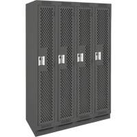 Clean Line Lockers, Bank of 4, 48" x 12" x 76", Steel, Charcoal, Rivet (Assembled), Perforated Pathway Supply LP