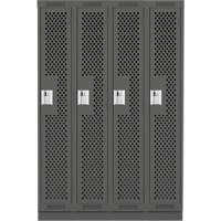 Clean Line Lockers, Bank of 4, 48" x 12" x 76", Steel, Charcoal, Rivet (Assembled), Perforated Pathway Supply LP