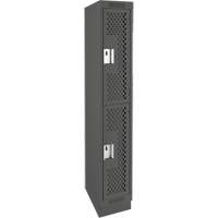 Clean Line Lockers, 2 -tier, 12" x 12" x 76", Steel, Charcoal, Rivet (Assembled), Perforated Pathway Supply LP
